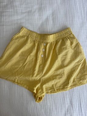 Yellow Gingham Cotton Shorts